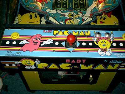 Baby Pac-Man reproduction control panel overlay applied.